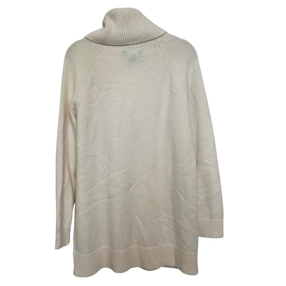 Lands End Classic 100% Cashmere Turtle Neck Sweater Sz M Cream - Picture 4 of 8